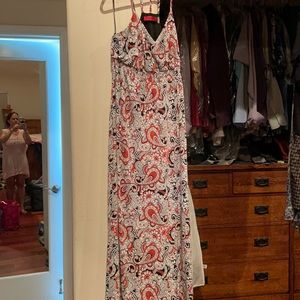 Maxi dress with spaghetti straps.